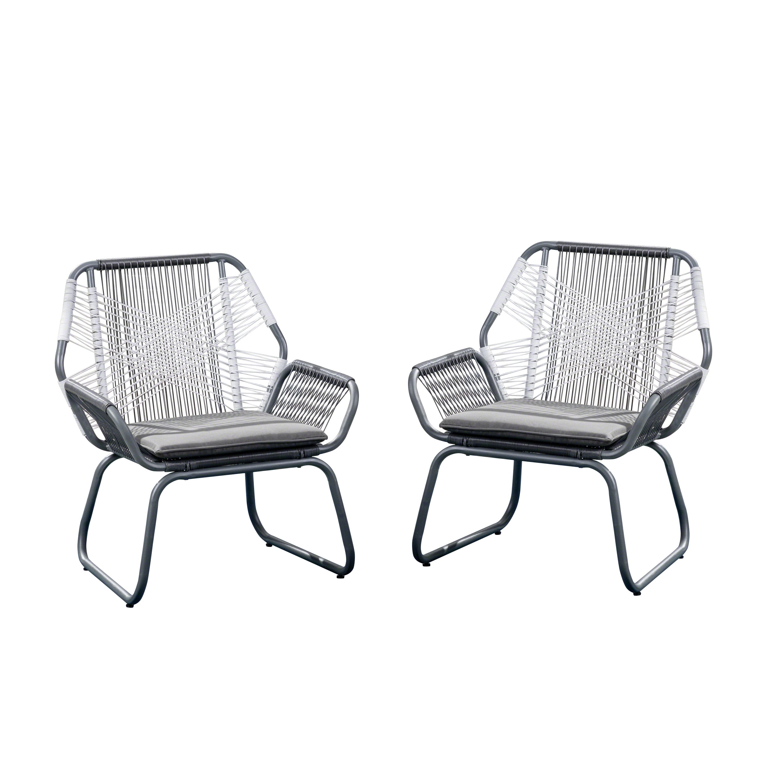 Outdoor Wicker Single Club Chair, Leisure Relax Seat for Patio Garden, Charcoal Gray
