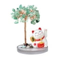 thumbnail image 2 of GeBuSn Solar Powered Waving Cat With Tree Base Handmade Crystal Stone Feng Shui Desk Ornament For Home (Green), 2 of 5