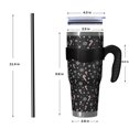 thumbnail image 4 of 40oz Tumbler,Black Christmas Candy Cane and Snowflake Pattern Insulated Tumblers with Removable Handle,Stainless Steel Double Vacuum Coffee Tumbler Cup with Straw for Home,Office,Travel,Party, 4 of 5