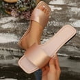 thumbnail image 4 of Domuza Flat Sandals for Women 2026 Summer New Soft Lightweight Square Open Toe Slides Beach Vacation Casual Home Shower Slipper Complexion 6.5（EU-37）, 4 of 4