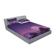 thumbnail image 2 of Ambesonne Cartoon Fitted Sheet & Pillow Sham Set, Moon Starry Night Sky, Full, Purple Navy, 2 of 2
