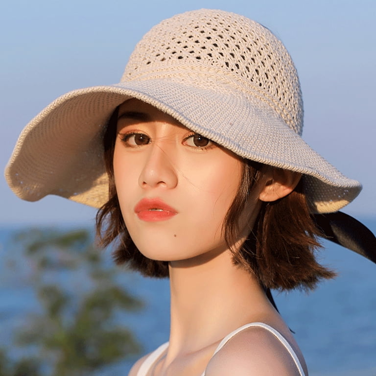 Women\'s UPF 50+ Wide Brim Roll-up Straw Sun Hat Sun Visor Toppers Womens Sun Visor Wide Brim Roll Up UPF 50+ Straw Sun  main image 4