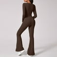 thumbnail image 5 of Sevevn Women Solid Color Neck Long Sleeved Waist Cinching Sports Jumpsuit Flared Pants Coffee M Early Access Deals, 5 of 8