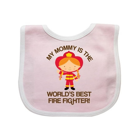 Mommy Worlds Best Firefighter Baby Bib Pink/White One (Best Fighter Fish In The World)