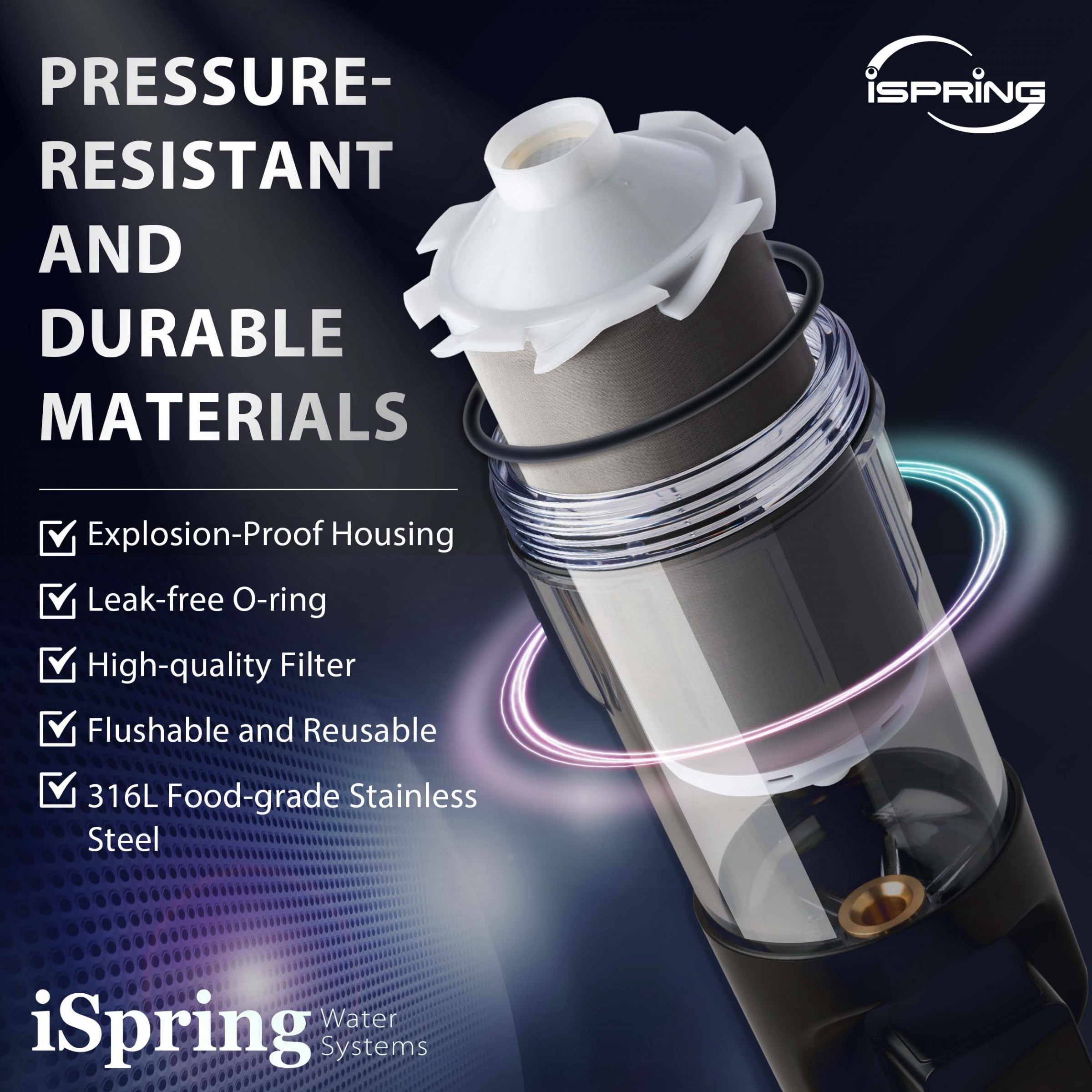 iSpring FWSP500ARJ Spin Down Sediment Filter Replacement Cartridge, 500 Micron