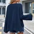 thumbnail image 5 of Black and Friday Deals,Pullover Crewneck Knit Cropped Sweaters Women Fashion Bell Long Sleeve Solid Color Loose Pullover Crop Tops (XL, Navy), 5 of 6