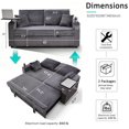 thumbnail image 2 of TiramisuBest 3 in 1 Sleeper Sofa Bed, 65" Convertible Pull Out Couch with Small Table, Corduroy Loveseat Sofa for Living Room Apartment Bedroom (Charcoal Gray), 2 of 9