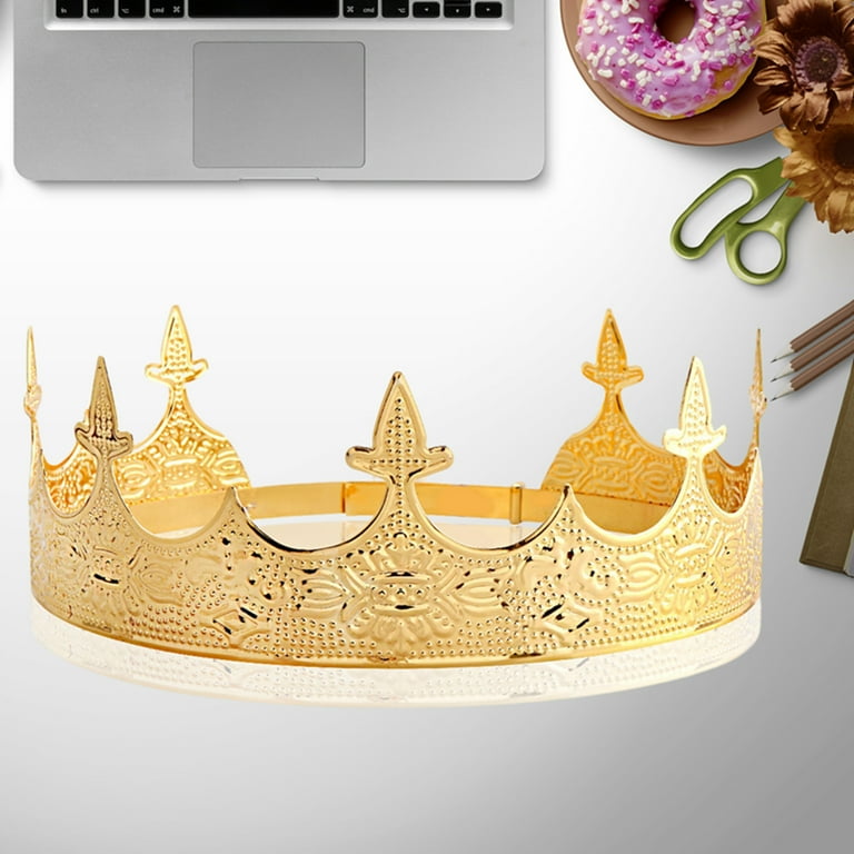 Corona Da Re Medievale In Oro Con Cristalli - Costume Uomo Per Matrimoni, Halloween, Feste A Tema - Foto 10