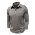 thumbnail image 4 of Yusimy Mens Solid Color Long Sleeve Shirts Casual Classic Button Collar Golf Shirt with Pocket Breathable Fall Clothing, 4 of 7