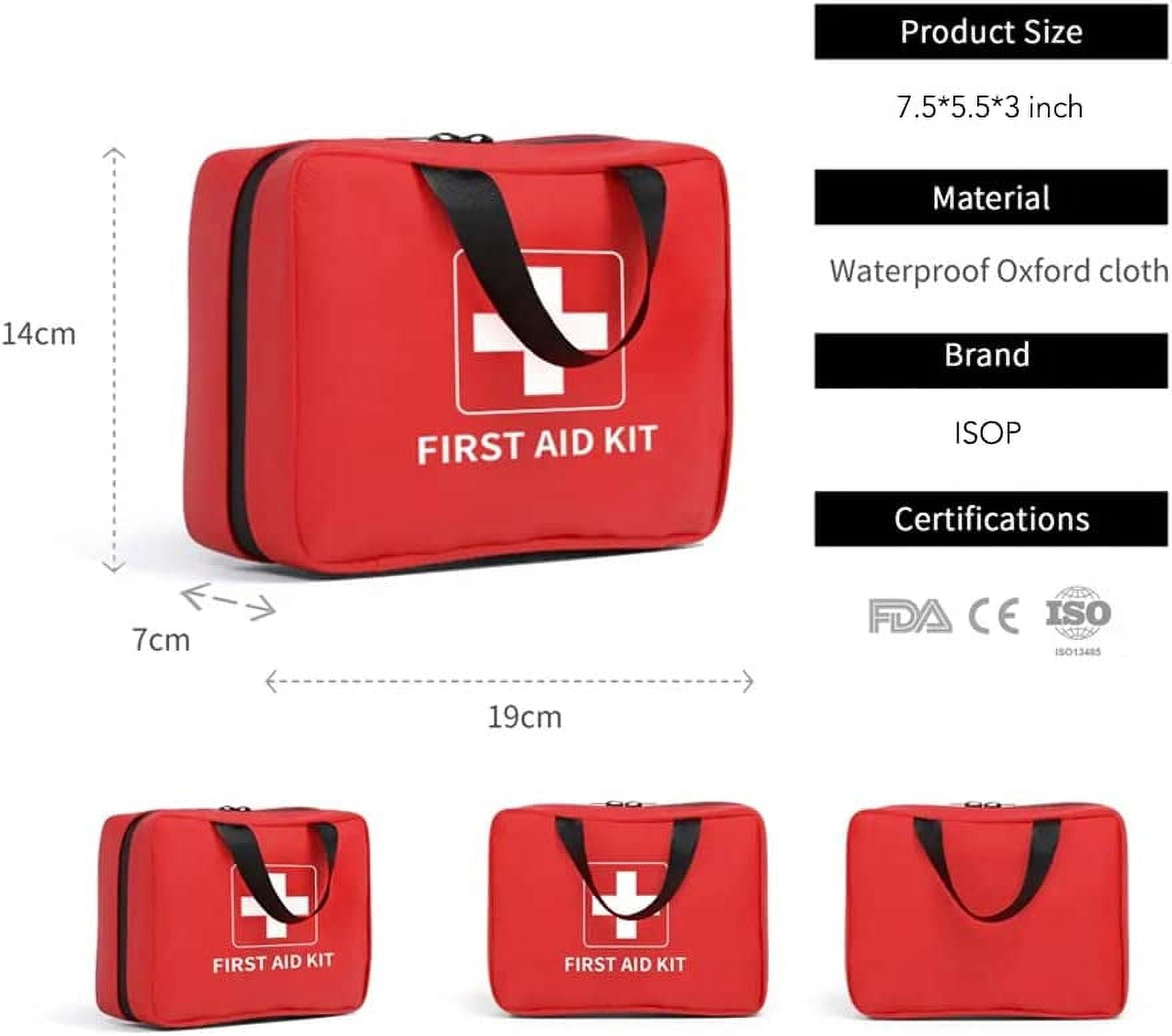 Small First Aid Kit | 220 PCS Essential Emergency Trauma Medical Supplies | Packed in a Red Waterproof Box | Perfect for Car Home Office Travel Outdoor Camping Hiking Mini First Aid Set