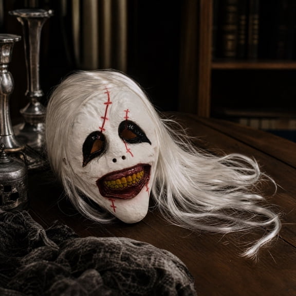 Plastic Horror Mask for Halloween Party Scary Clown Mask, High-Value Masquerade Mask with Detailed Craftsmanship, Comfortable Halloween Costume Accessory and Party Prop