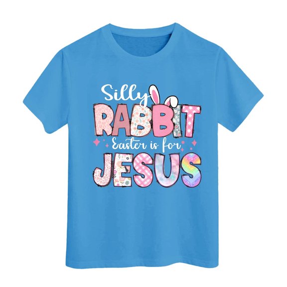 Easter Bunny Shirt Letter Graphic Print Crewneck Short Sleeve Cute Casual Summer Tees Egg Easter Day Gift Summer Spring Easter Outfits Easter Gifts,X3-Light Blue