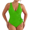 thumbnail image 5 of PNTUTB 2026 Summer Swimwear for Women Bathing Suit Solid-Color V-Neck Spaghetti-Strap Tummy-Tucking One-Piece Swimsuit with Side Waist Drawstrings, 5 of 6