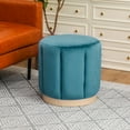 thumbnail image 2 of Joveco Round Velvet Ottoman, Modern Small Circle Upholstered Foot Rest, Vanity Pouf Stool for Dorm, Living Room, Couch, Bedroom, Blue, 2 of 7