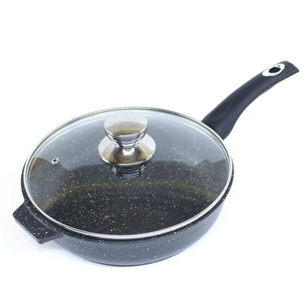 

Cooking Pan Aluminum Crepe Pan Granit Perfection Black Gold Non-Stick Frying Pan with Lid Kitchen Pan Cookware (9.4 (24 cm))