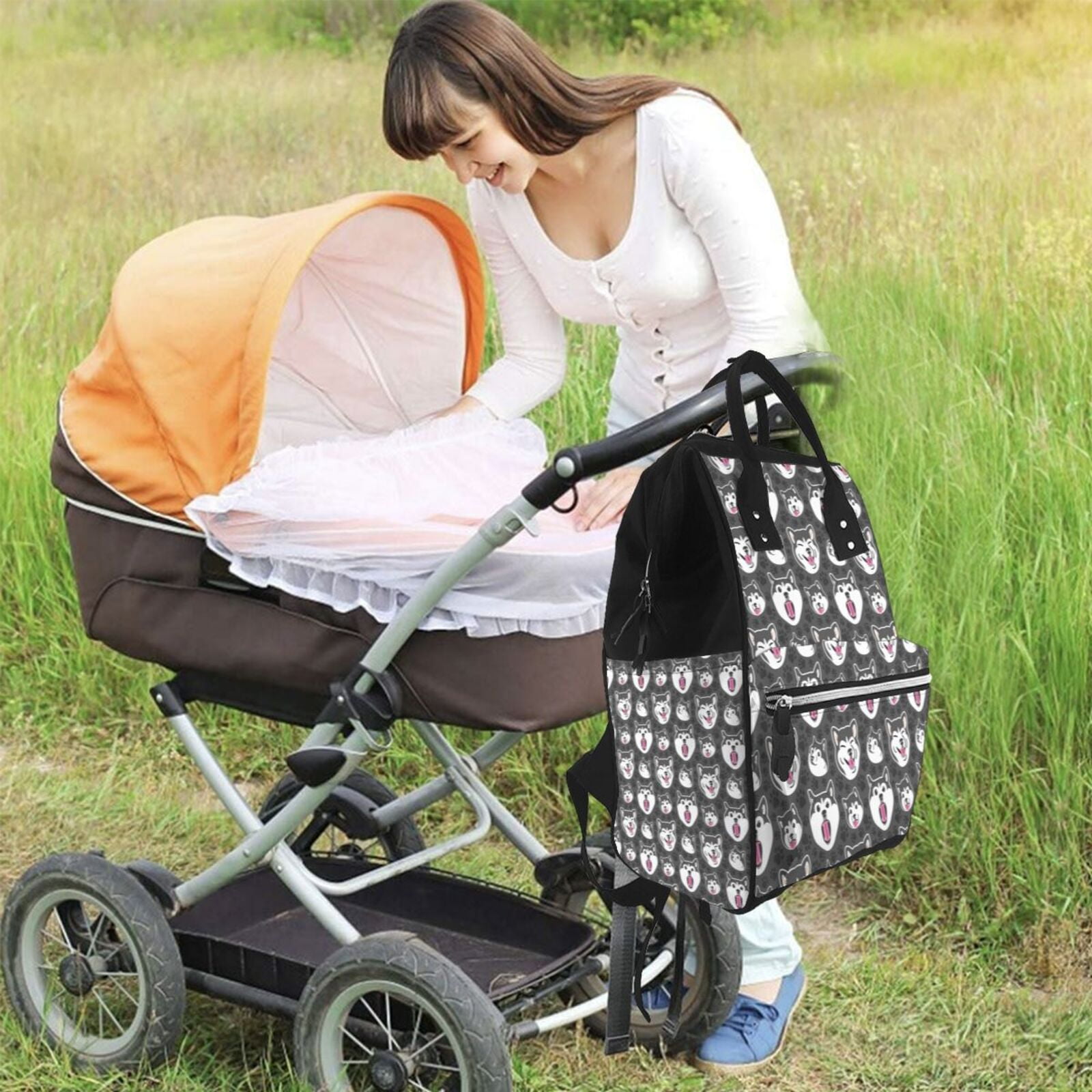 Ratiio Husky Mummy Backpack - Waterproof Twill Canvas, Large Capacity Diaper Bag with Multiple Pockets and Adjustable Straps