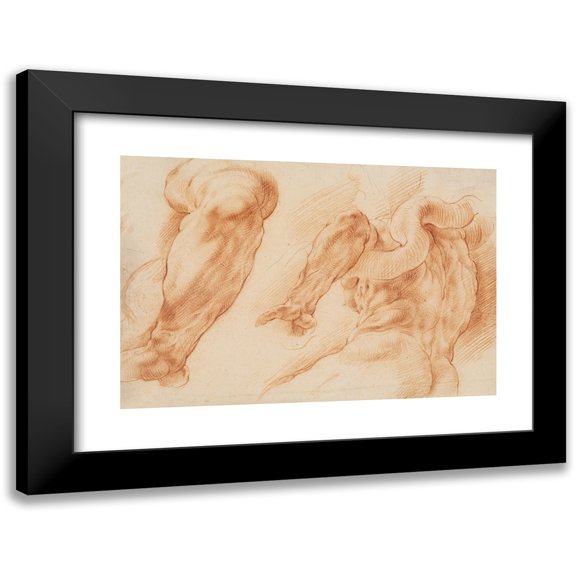 Willem Panneels 24x17 Black Modern Framed Museum Art Print Titled - Laocoon. Studies of Laocoon's Left Arm and of the Back of His Torso Seen from the Left and from Below (1628 - 1630)