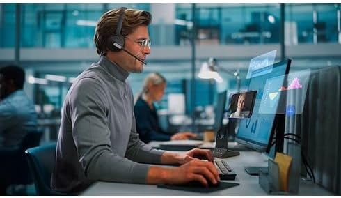 Yealink 1208671 WH64 Mono Teams DECT Hybrid Wireless Headset, Black
