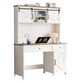 thumbnail image 6 of Homy Casa 47" Workstation Desk with Hutch, Sliding Barn Doors, USB Charging Ports, Storage Drawers, 6 of 8