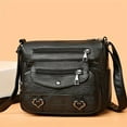 thumbnail image 3 of Crossbody Bags for Women Pocketbooks Soft PU Leather Purses and Handbags Multi Pocket Vintage Shoulder Bag with Heart Decor Black, 3 of 8