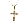 thumbnail image 2 of 24K Yellow Gold 1 ct Created Diamond Cross Stud Necklace Plated 18 inch, 2 of 2