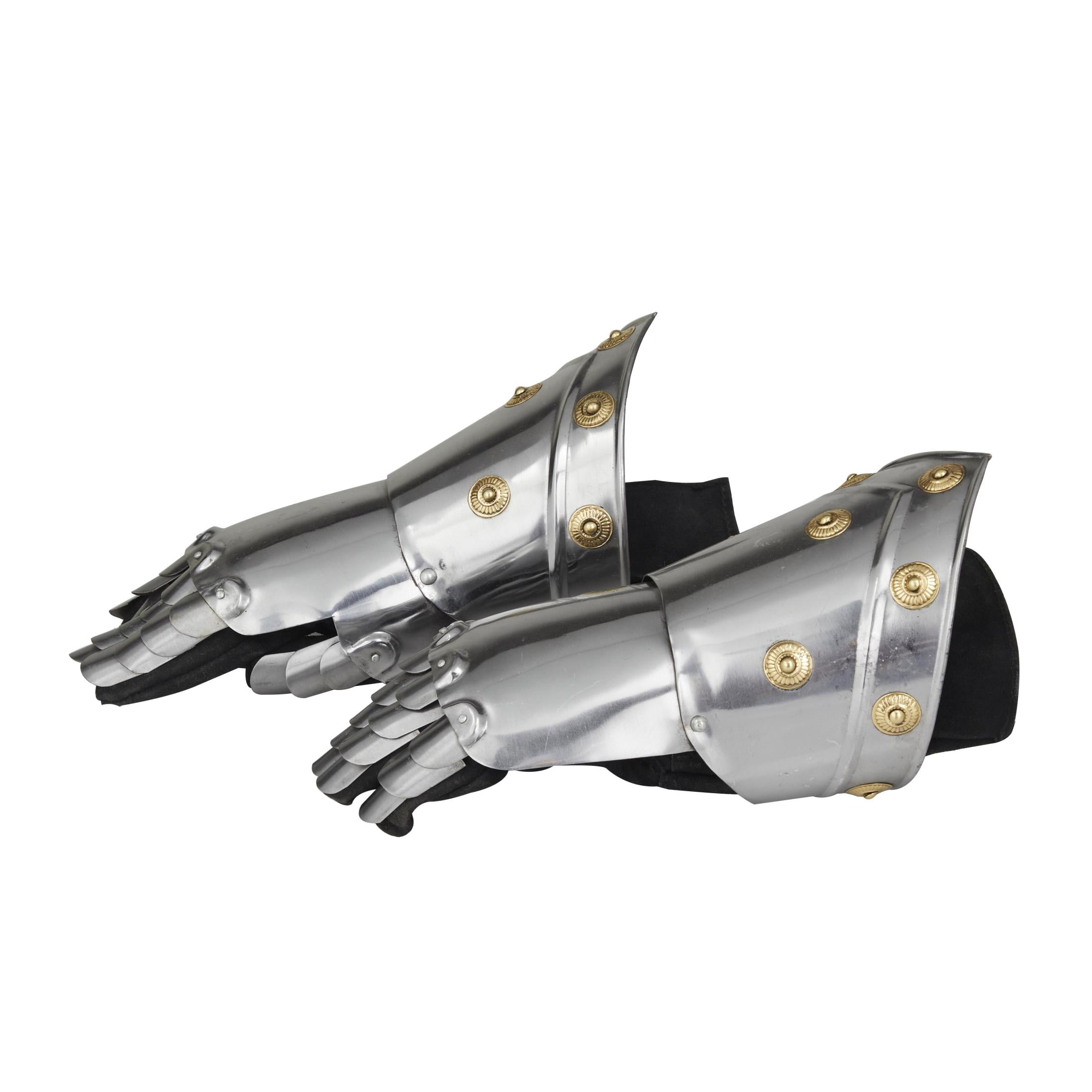 Hands 14" Metal Silver Replica Medieval Armor Gloves, by DecMode (2 Count)