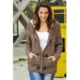 thumbnail image 3 of Khaki Fur Hood Horn Button Sweater Cardigan, 3 of 4