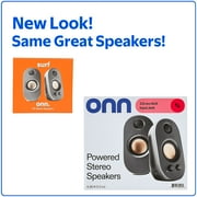 onn AC Powered Computer Speakers with Volume and Bass Controls, 7.32 Height