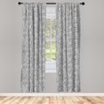 thumbnail image 3 of Ambesonne Black and White Curtains, Folk Floral, Pair of 28"x84", White and Black, 3 of 5