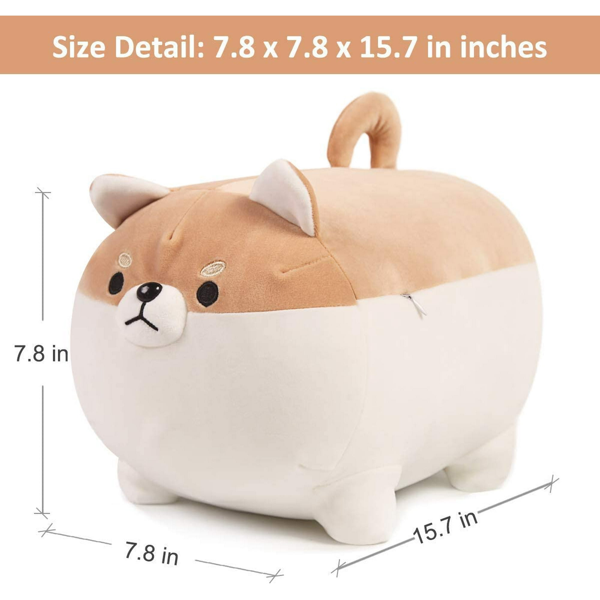 Shiba Inu Dog Plush Pillow Cute Soft Corgi Stuffed Animals Doll Toys Gifts for Valentine Christmas Birthday Bed Sofa Chair Brown Round Eye 15.7in Walmart