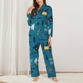 thumbnail image 3 of Kll Construction Trucks Print Women'S Long Sleeve Pajamas With Pants Sleepwear Loungewear 2 Set-Large, 3 of 9