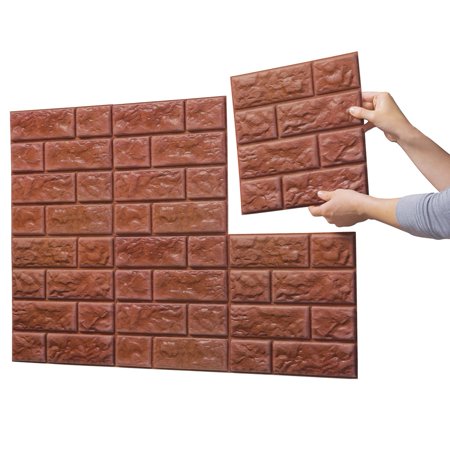 Faux Brick Wall Tile Decals Set Of 6 Brown