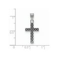 thumbnail image 5 of Auriga 925 Sterling Silver Rhodium-plated Black Enameled Cross Hatch Cross Charm for Women, 5 of 6