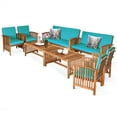 thumbnail image 2 of Topbuy 4PCS Patio Acacia Wood Sofa Set Conversation Couch Coffee Table with Cushions Blue, 2 of 9