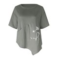 thumbnail image 4 of Blusa de manga corta con estampado de cuello redondo informal para mujer a la moda, Tops de verano Fridja ghk3775, 4 of 5