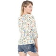 thumbnail image 6 of MODA NOVA Juniors Blouse Floral Print 3/4 Raglan Sleeve Round Neck Tops White S, 6 of 6