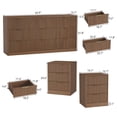 thumbnail image 6 of YouTrend 3-Piece Modern Bedroom Set - 9 Drawer Wide Dresser & Nightstands Set of 2 with Fluted Design, Anti-Tip Safety Light Walnut Natural Wood Storage Furniture for Bedroom,Hallway, 6 of 6