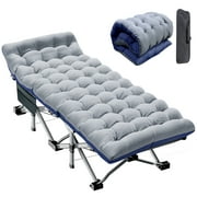 MOPHOTO 75 Portable Folding Bed for Adults, Camping Cot with Pearl Mattress & Carrying Bag, Heavy Duty Outdoor Sleeping Cot Bed