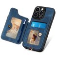 thumbnail image 3 of Pour Iphone 14 Pro Rétro Étui Portefeuille Multi-Cartes (Bleu), Iphone 15 Pro Max, 3 of 8