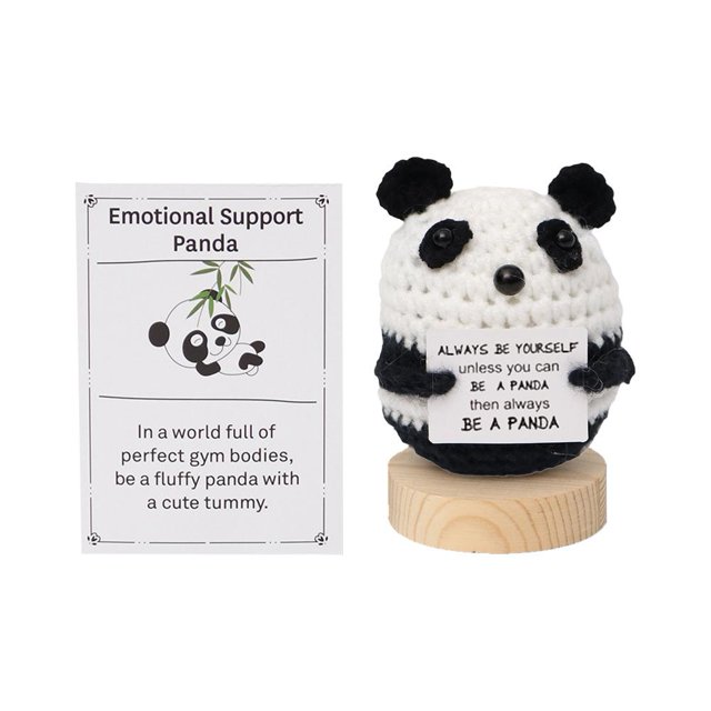 CAIROYAR Panda positivo DAGESVGI, regalos de panda de crochet con apoyo emocional, lindo panda de punto con tarjeta positiva, juguete de lana de punto de panda, animales de crochet inspiradores, regal