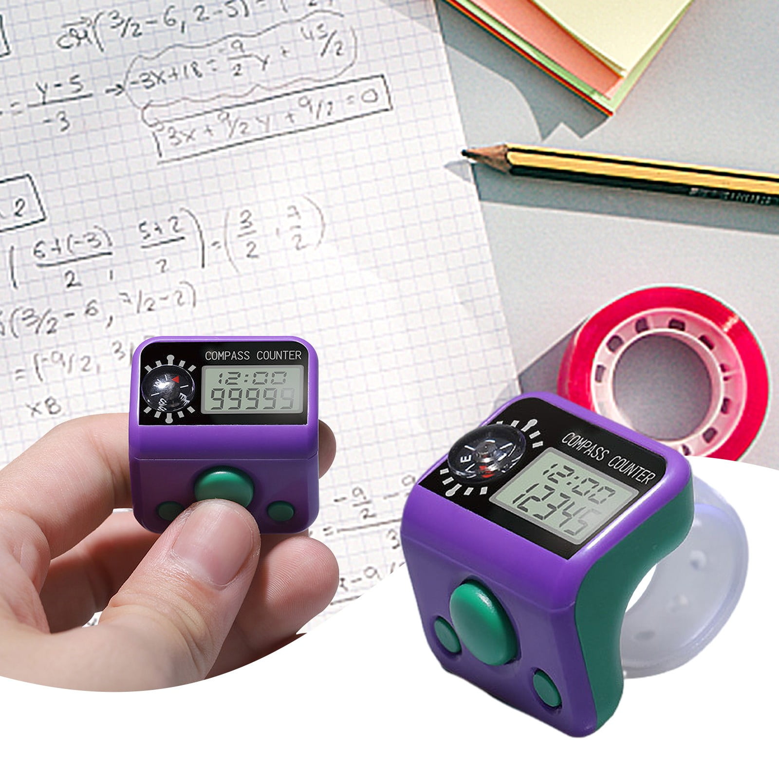 Compteur De Doigts électronique Banziaju – Lot De 2, écran LCD 5 Chiffres, Réinitialisation Facile, Boucle Ajustable, Comptage Jusqu'à 99999, Pour Crochet, Sport, école, Bureau, Super Pratique