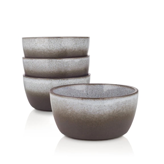 Stone Lain Vince 4 Piece Stoneware Bowl Set for Soups or Salads, Grey and White