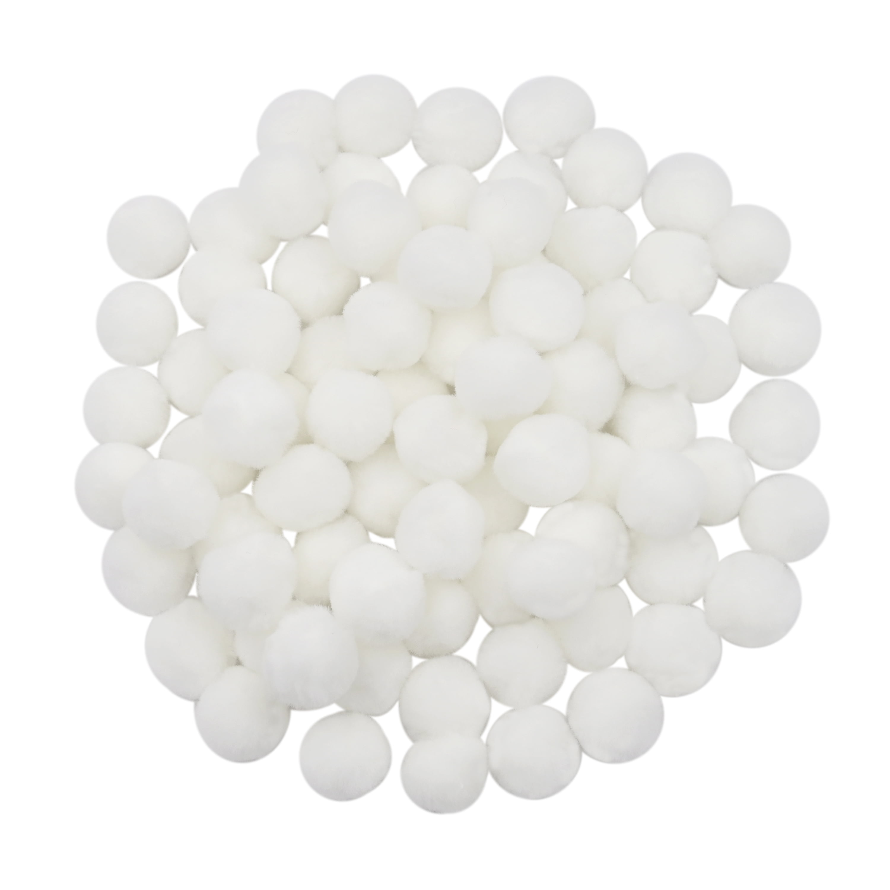 Hello Hobby White Craft Pom Poms, 1 inch, 80 Piece Set for DIY and Crafts