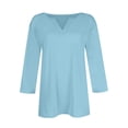 thumbnail image 3 of Short Sleeve Womens Tops Spring Neck Casual Print Tunic T Shirts Womens Tops Women Blue Imitation Cotton T Shirt Women's Long Sleeve T-Shirt(XL), 3 of 4