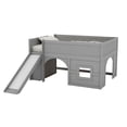 thumbnail image 5 of Harper & Bright Designs Full Size Low Loft Bed with Slide and Storage Shelves, Playhouse Wooden Low Loft Bed Frame with Door and Window, Gray, 5 of 13