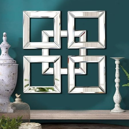 

QMDECOR Square Mirrored Wall Decor Decorative Mirror 12x12 inches Modern Fashion DIY Silver Wall-Mou