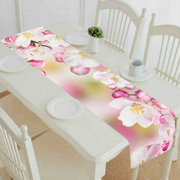 ECZJNT Spring wooden planks blurry table runner table cloth tea table cloth 14x72 Inch