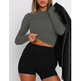 thumbnail image 2 of Crop Workout Tops for Women Pack Summer Short Sleeve Gym Athletic Compression Shirts Cute Tight Basic Tops Tee, 2 of 6
