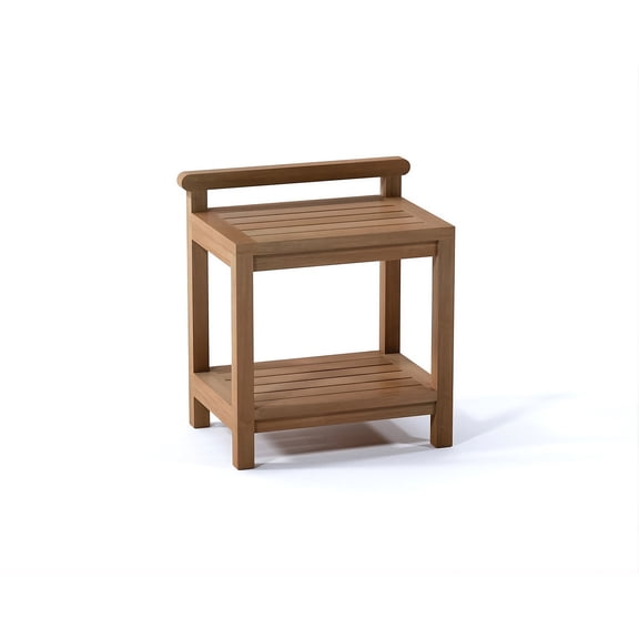 18" Hamburg Luxury Solid Teak Wood Shower Bench with Shelf