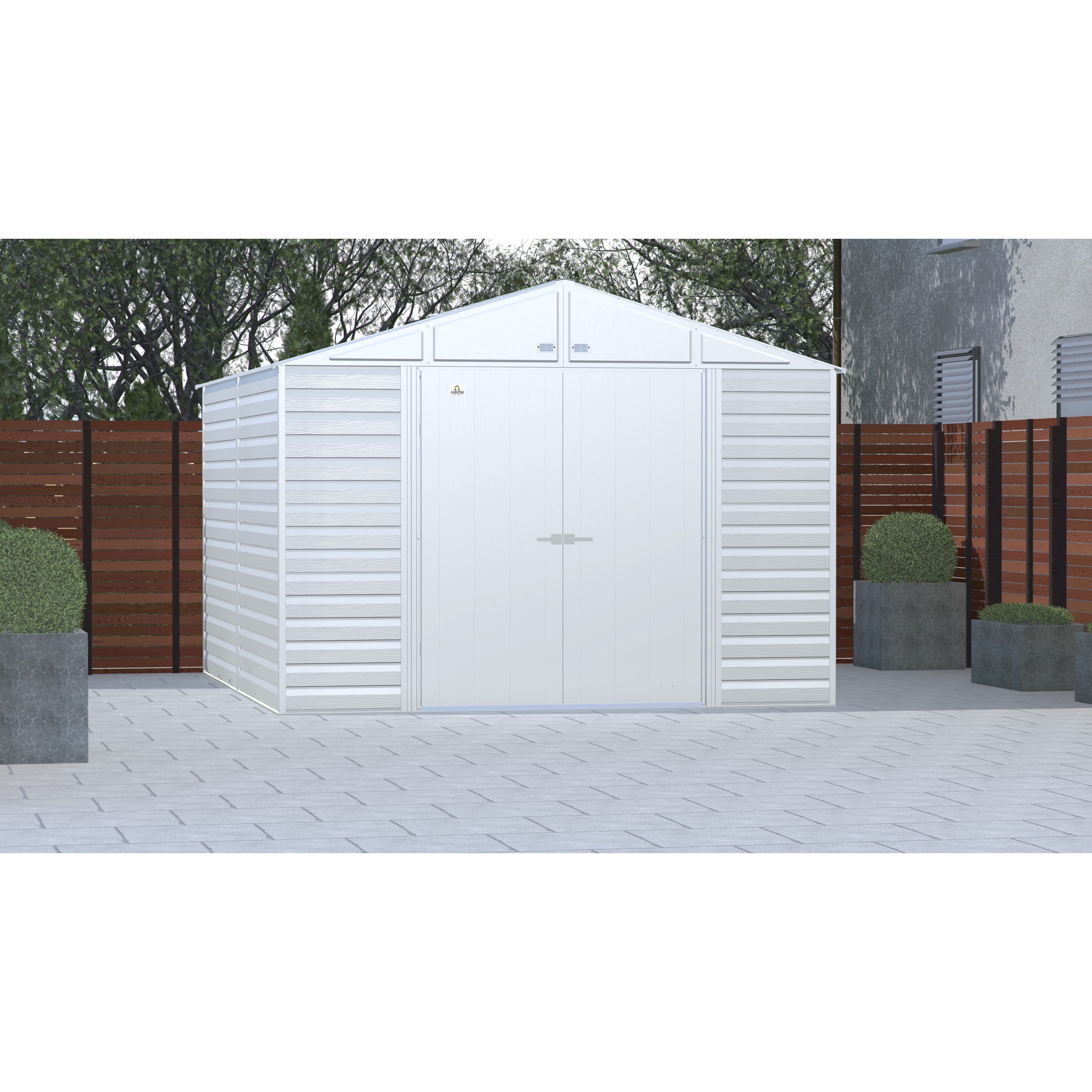 Arrow Select 10 x 12 x 8 ft Flute Grey Steel Storage Shed